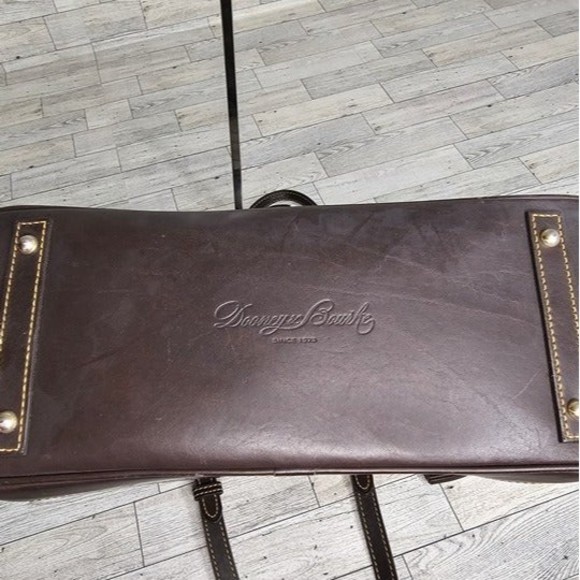 Dooney & Bourke Brown Crocodile Embossed Double Strap Tassel Bag - Picture 9 of 10